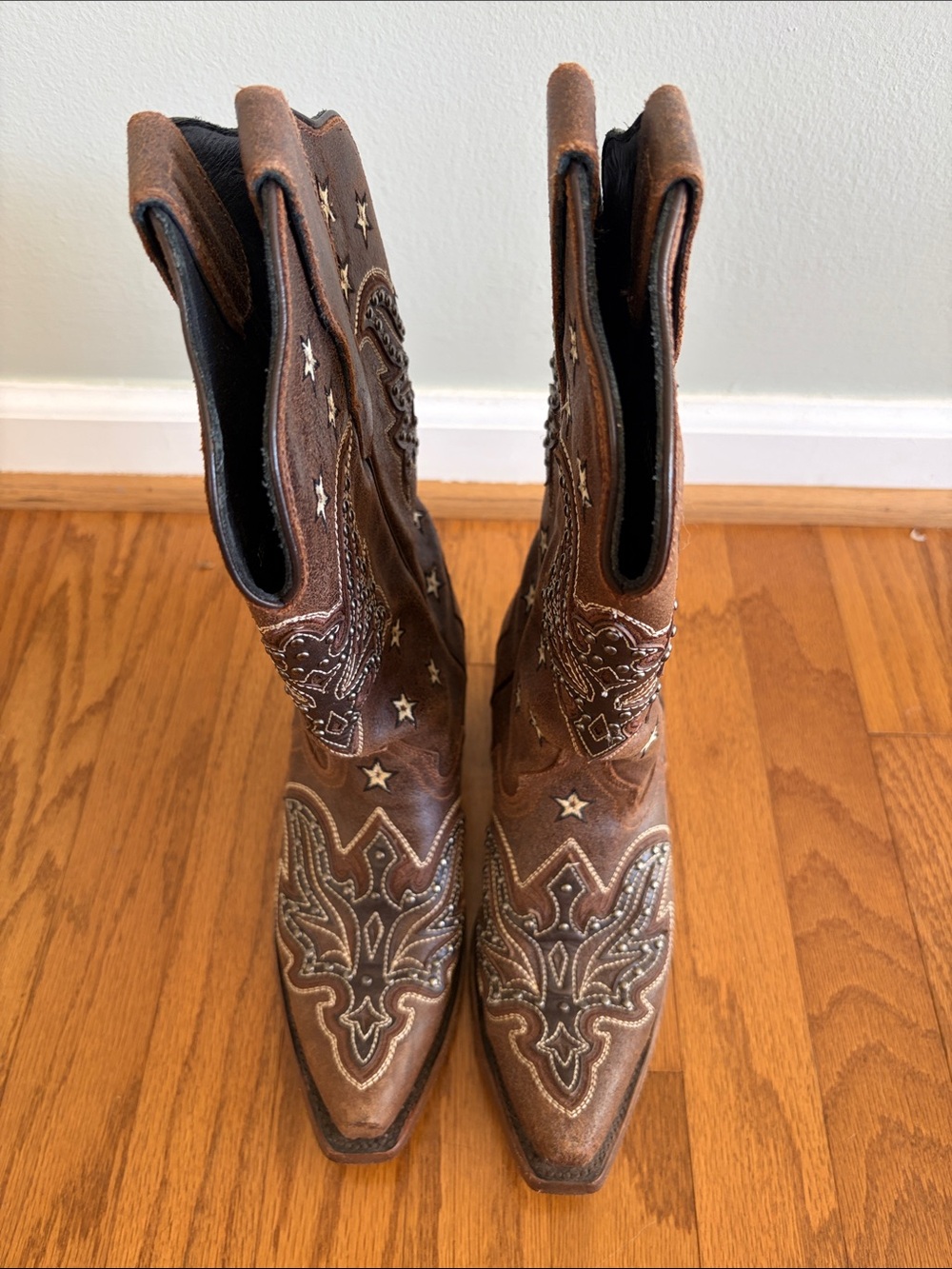 J.B. Dillon Brown Suede Star-Studded Western Boots - Picture 3 of 7